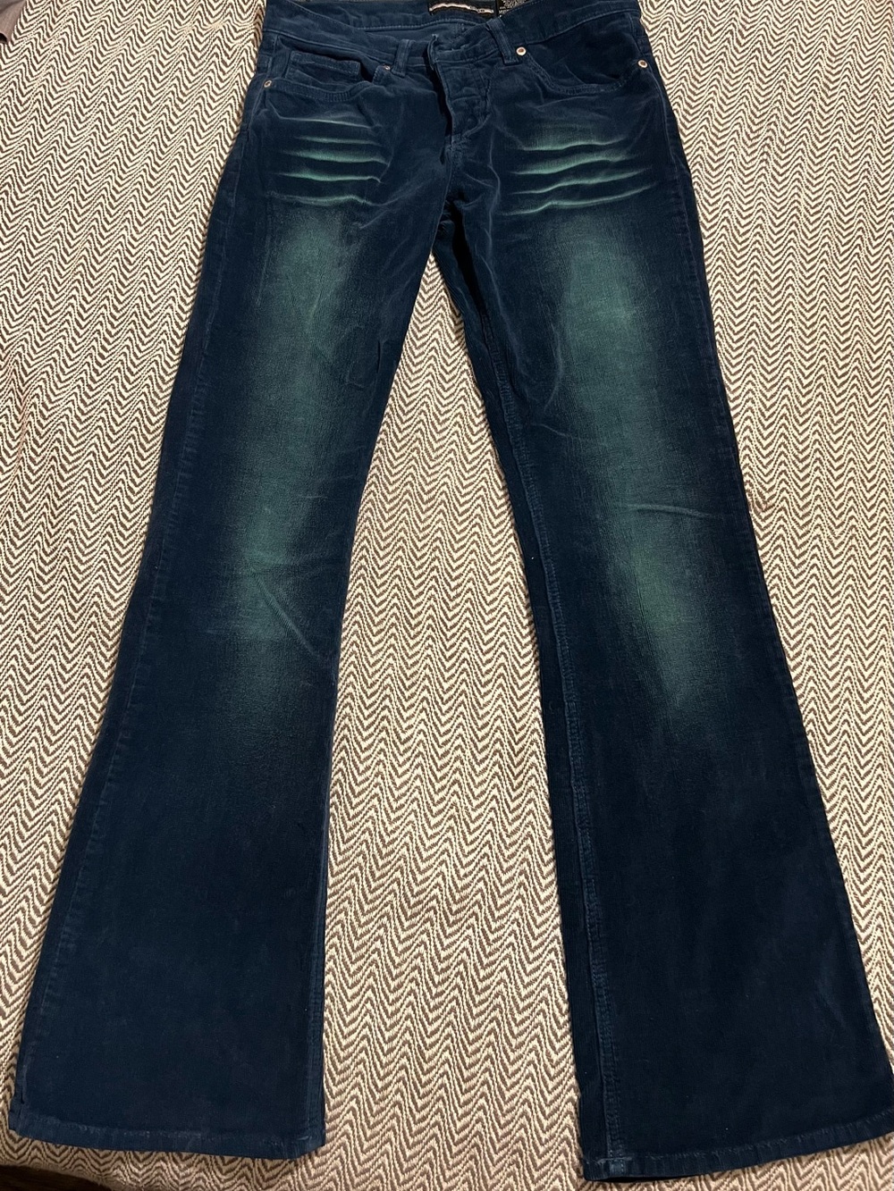 bebe Dark Blue Flared corduroy/Jeans with Fading